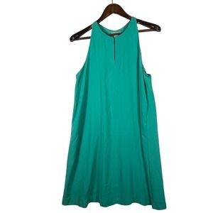 LOFT Womens M Trapeze Dress Sleeveless Green Wedding Guest Party Flowy Chic